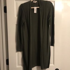 NWT Loft army green woven cardigan, M